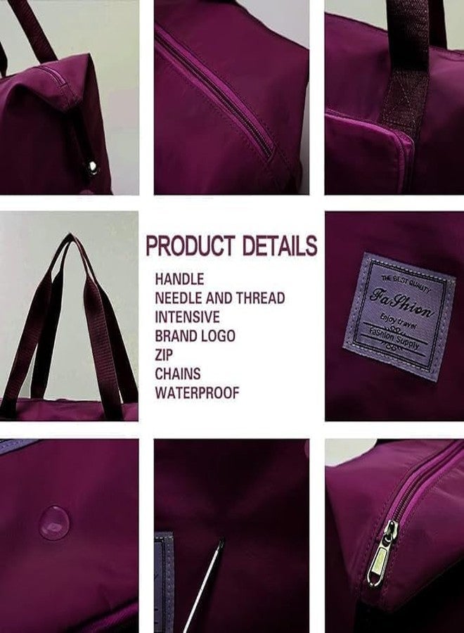Antson Large Capacity Folding Travel Tote Bag, Oxford Fabric Waterproof Lightweight Foldable Travel Duffel Bag Portable Expandable Travel Bag, Dry and Wet Carry On Bag (Wine) - Image 3